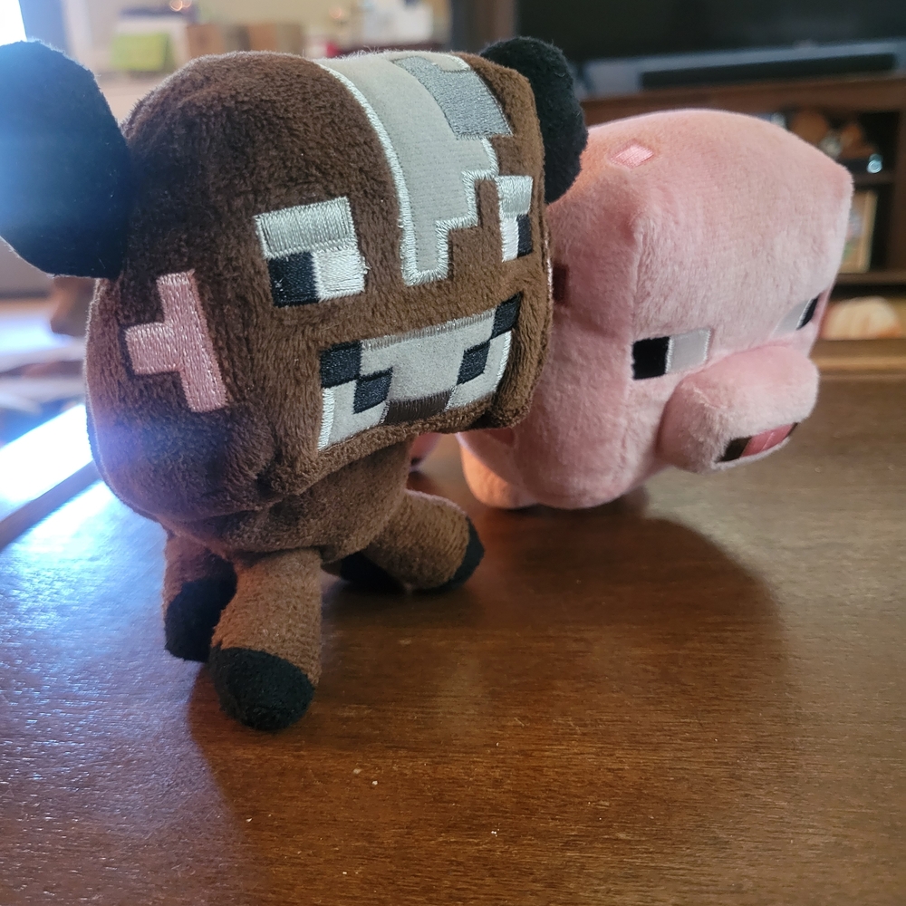 Brown and Pink Plush Toy Set